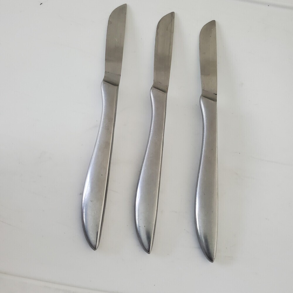 Vintage Stainless Steel Steak Knives Set of 3 Serrated Made in Japan Flatware - Picture 3 of 5